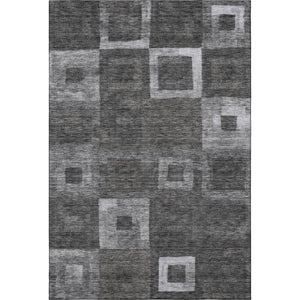 HomeRoots 5' X 8' Stylish Black Silver Gray Geometric Area Rug – Washable, Stain-Resistant, UV Protected Design 686665