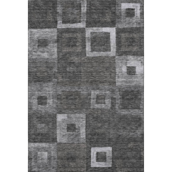 HomeRoots 5' X 8' Stylish Black Silver Gray Geometric Area Rug – Washable, Stain-Resistant, UV Protected Design 686665