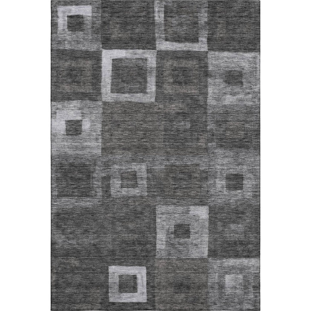 HomeRoots 9' X 12' Washable Geometric Area Rug - Stylish Black, Silver & Gray with UV Protection for Durability 686668