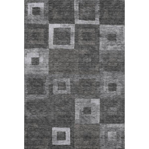 HomeRoots 9' X 12' Washable Geometric Area Rug - Stylish Black, Silver & Gray with UV Protection for Durability 686668