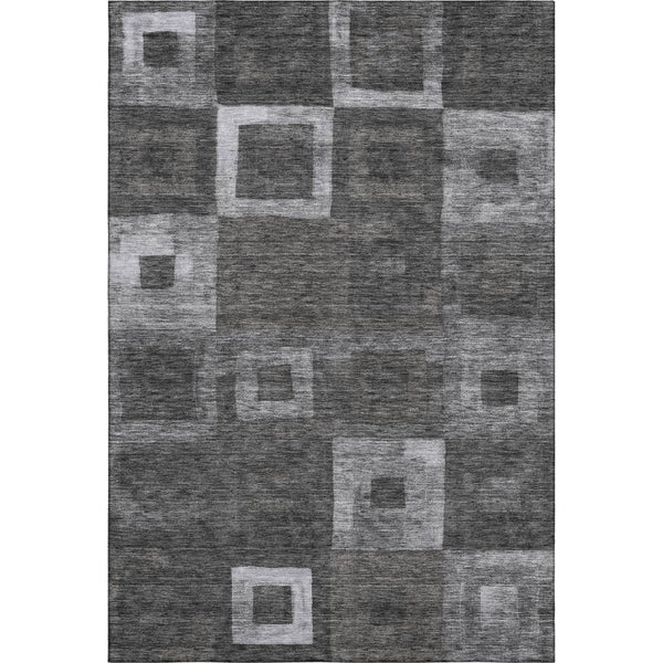 HomeRoots 9' X 12' Washable Geometric Area Rug - Stylish Black, Silver & Gray with UV Protection for Durability 686668