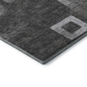 HomeRoots 9' X 12' Washable Geometric Area Rug - Stylish Black, Silver & Gray with UV Protection for Durability 686668