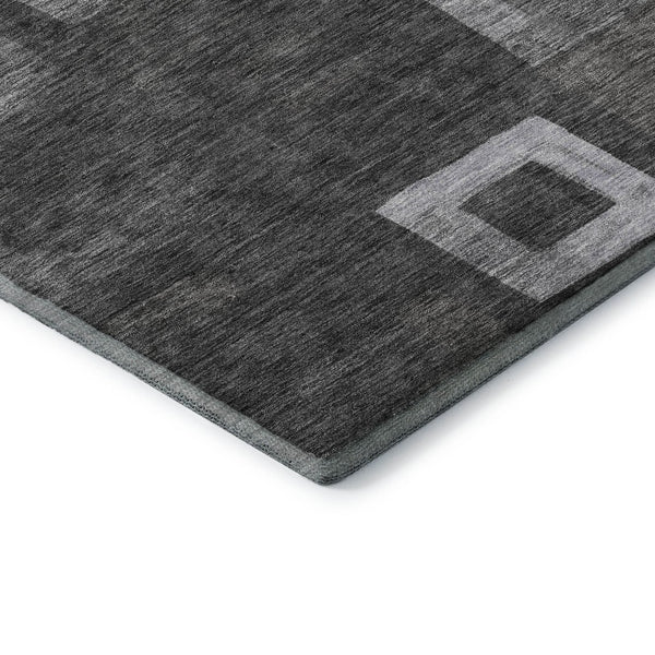 HomeRoots 9' X 12' Washable Geometric Area Rug - Stylish Black, Silver & Gray with UV Protection for Durability 686668