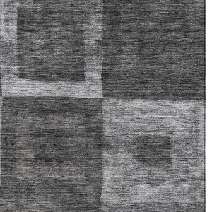 HomeRoots 9' X 12' Washable Geometric Area Rug - Stylish Black, Silver & Gray with UV Protection for Durability 686668