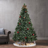 Christopher Knight Home® - Noble House - 7-foot Cashmere Pine Pre-Lit Clear LED Artificial Christmas Tree with Snowy Branches and Pinecones