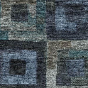 HomeRoots 5' X 8' Washable Blue and Green Geometric Area Rug – UV Protected, Stain Resistant, Perfect for Homes! 686671