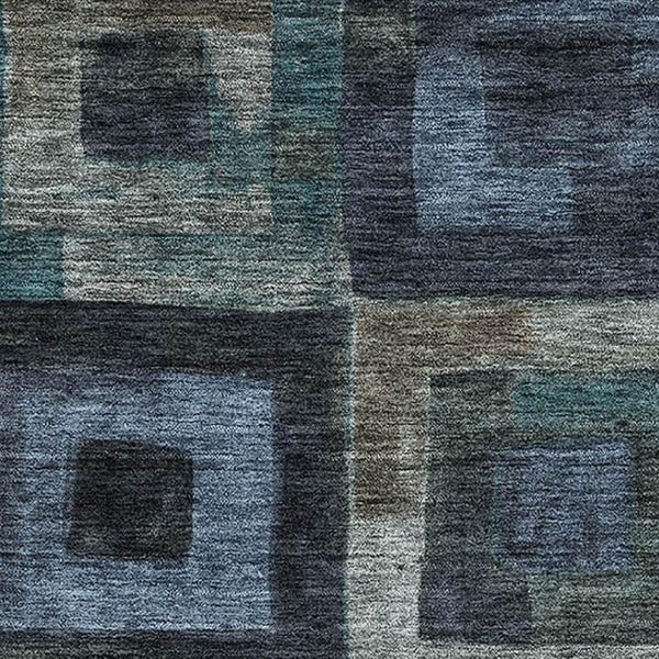 HomeRoots 5' X 8' Washable Blue and Green Geometric Area Rug – UV Protected, Stain Resistant, Perfect for Homes! 686671
