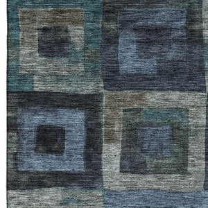 HomeRoots 5' X 8' Washable Blue and Green Geometric Area Rug – UV Protected, Stain Resistant, Perfect for Homes! 686671