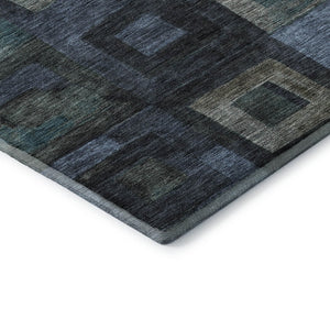 HomeRoots 8' X 10' Geometric Washable Area Rug in Blue and Green – Durable, UV-Protected, Stain-Resistant Design 686673