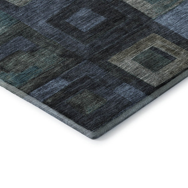 HomeRoots 8' X 10' Geometric Washable Area Rug in Blue and Green – Durable, UV-Protected, Stain-Resistant Design 686673