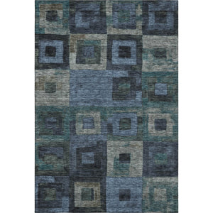 HomeRoots 9' X 12' Modern Blue and Green Geometric Area Rug - Washable, UV Protected, Stain Resistant Design 686674