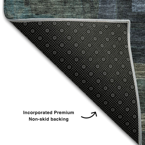 HomeRoots 9' X 12' Modern Blue and Green Geometric Area Rug - Washable, UV Protected, Stain Resistant Design 686674