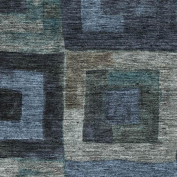 HomeRoots 9' X 12' Modern Blue and Green Geometric Area Rug - Washable, UV Protected, Stain Resistant Design 686674