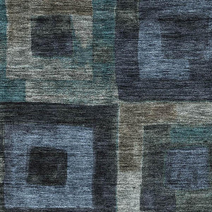 HomeRoots 10' Blue & Green Geometric Washable Area Rug - UV Protected, Durable, Stylish for Modern Homes 686675