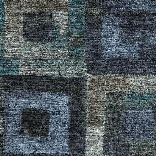 HomeRoots 10' Blue & Green Geometric Washable Area Rug - UV Protected, Durable, Stylish for Modern Homes 686675