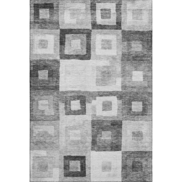 HomeRoots 8' X 10' Gray and Silver Geometric Area Rug - Washable, UV Protected, Stain Resistant for Modern Homes 686685