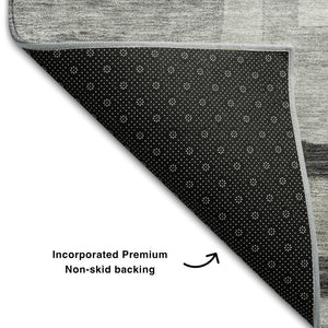 HomeRoots 8' X 10' Gray and Silver Geometric Area Rug - Washable, UV Protected, Stain Resistant for Modern Homes 686685