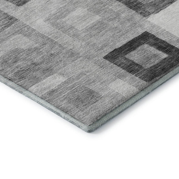 HomeRoots 8' X 10' Gray and Silver Geometric Area Rug - Washable, UV Protected, Stain Resistant for Modern Homes 686685