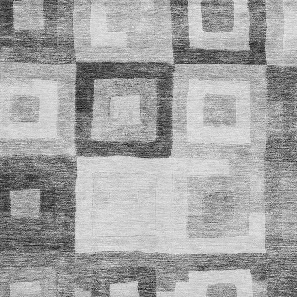 HomeRoots 9' X 12' Gray and Silver Geometric Area Rug - Modern, Washable, UV-Protected for Stylish Living Spaces 686686
