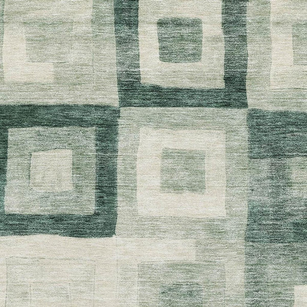 HomeRoots 5' X 8' Stylish Green and Ivory Geometric Area Rug - Washable, UV Protected, Perfect for Homes! 686689