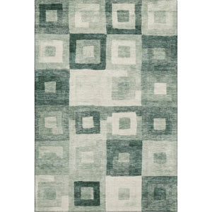 HomeRoots 8' X 10' Green & Ivory Geometric Area Rug - Washable, UV-Protected, Stylish for Homes & Patios 686691