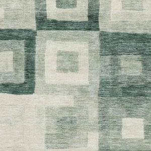 HomeRoots 10' X 14' Modern Green and Ivory Geometric Area Rug – Washable, UV Protected, Durable for High-Traffic Areas 686693