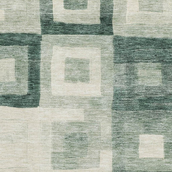 HomeRoots 10' X 14' Modern Green and Ivory Geometric Area Rug – Washable, UV Protected, Durable for High-Traffic Areas 686693