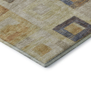 HomeRoots 10' X 14' Linen Gold Geometric Area Rug - Washable, Stain Resistant, Stylish & UV Protected Design! 686699