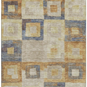 HomeRoots 10' X 14' Linen Gold Geometric Area Rug - Washable, Stain Resistant, Stylish & UV Protected Design! 686699