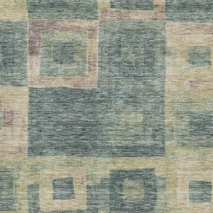 HomeRoots 8' X 10' Sage Beige & Taupe Geometric Washable Area Rug with UV Protection for Stylish Homes 686703