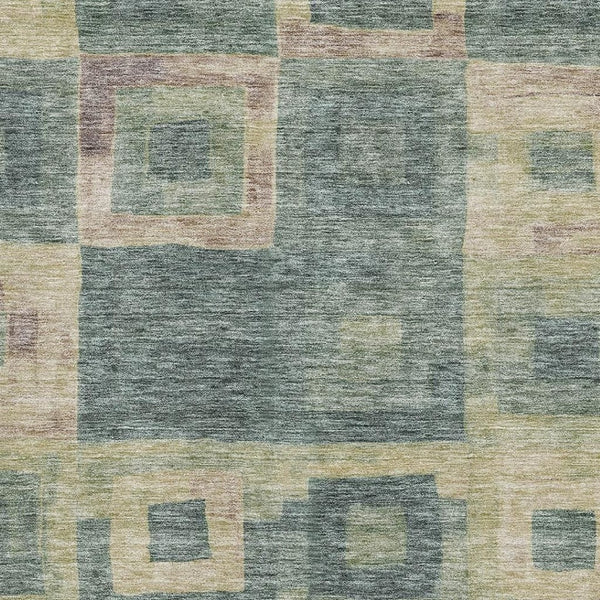 HomeRoots 8' X 10' Sage Beige & Taupe Geometric Washable Area Rug with UV Protection for Stylish Homes 686703