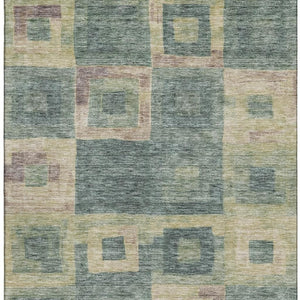 HomeRoots 8' X 10' Sage Beige & Taupe Geometric Washable Area Rug with UV Protection for Stylish Homes 686703