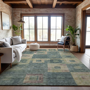 HomeRoots 9' X 12' Sage Beige & Taupe Geometric Washable Area Rug - UV Protected, Durable, Stylish & Easy Care 686704