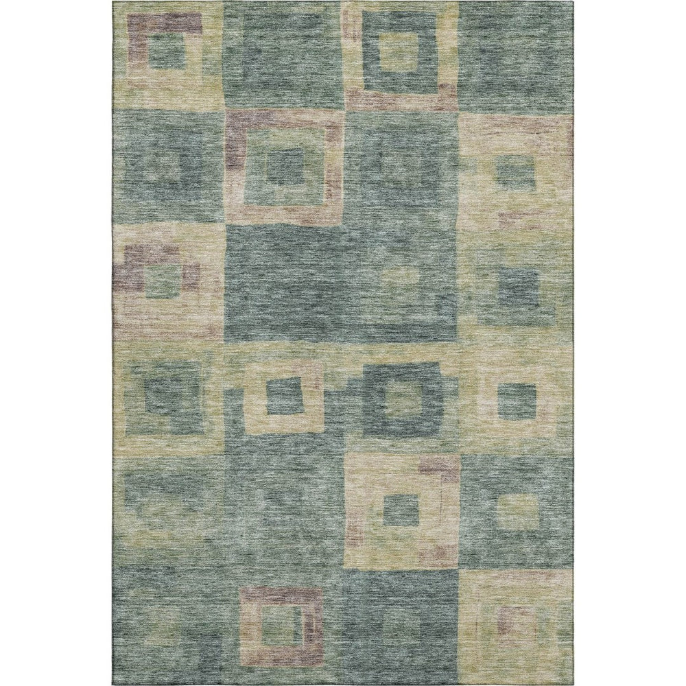 HomeRoots 10' X 14' Sage Beige & Taupe Geometric Washable Area Rug – Stylish, Durable, UV Protected for Home Use 686705