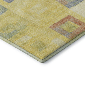 HomeRoots 5' X 8' Bold Geometric Washable Area Rug in Yellow, Orange, Purple & Ivory - UV Protected & Durable 686707