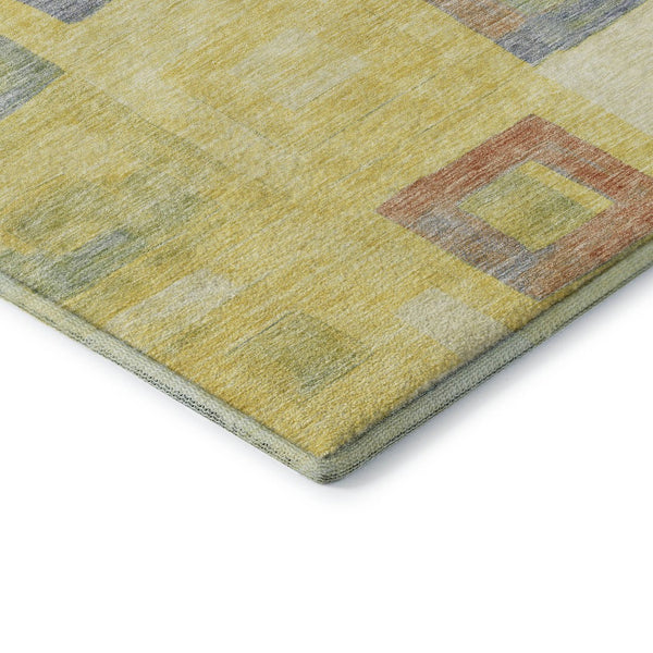 HomeRoots 5' X 8' Bold Geometric Washable Area Rug in Yellow, Orange, Purple & Ivory - UV Protected & Durable 686707