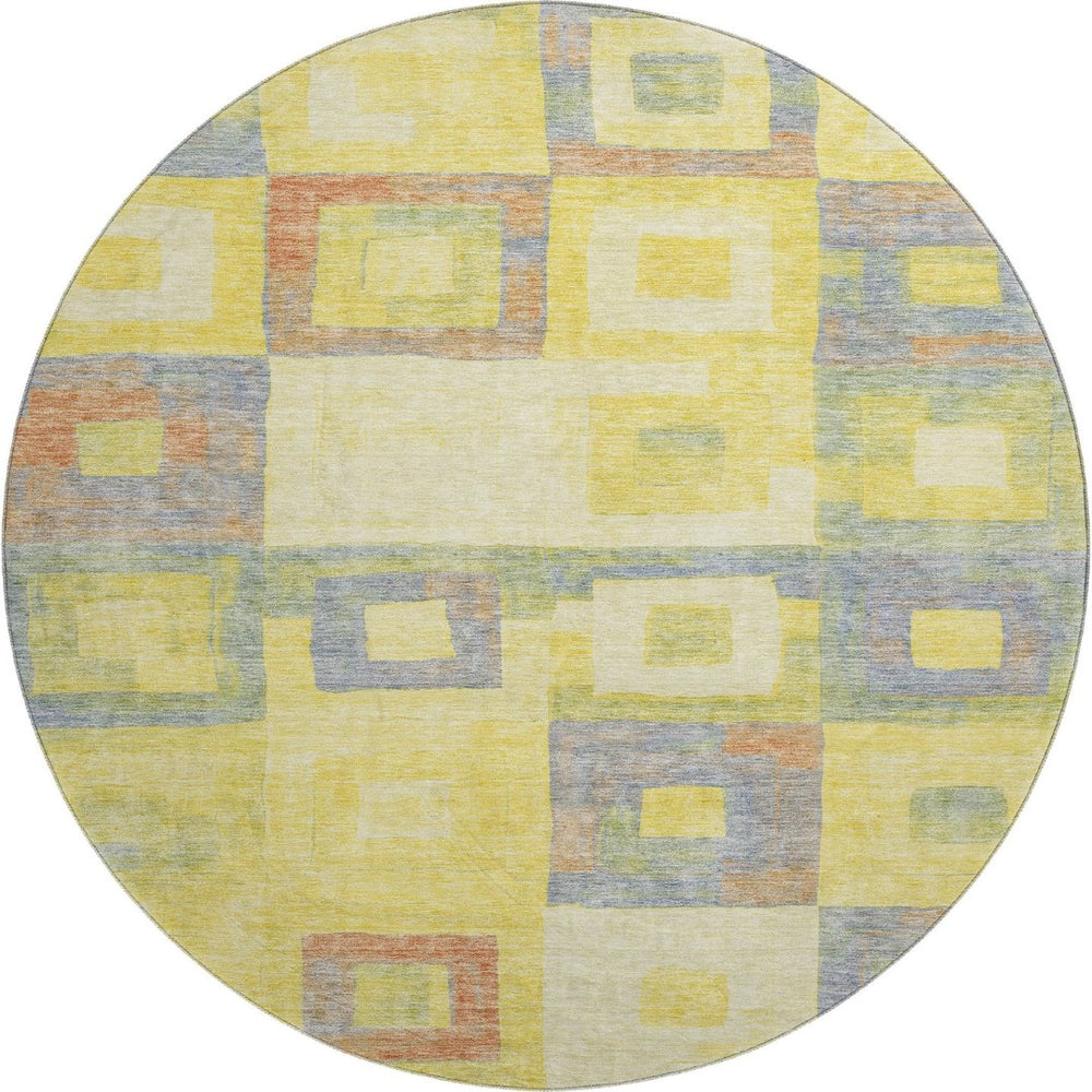 HomeRoots 8' Vibrant Geometric Washable Round Rug with UV Protection - Perfect for Homes with Kids & Pets! 686708