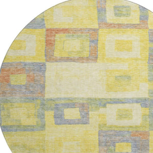 HomeRoots 8' Vibrant Geometric Washable Round Rug with UV Protection - Perfect for Homes with Kids & Pets! 686708