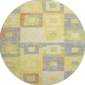 HomeRoots 8' Vibrant Geometric Washable Round Rug with UV Protection - Perfect for Homes with Kids & Pets! 686708