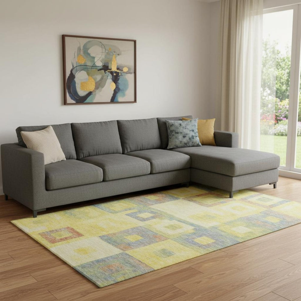 HomeRoots 8' X 10' Vibrant Geometric Washable Area Rug – Stain Resistant, UV Protected, Perfect for Active Homes 686709
