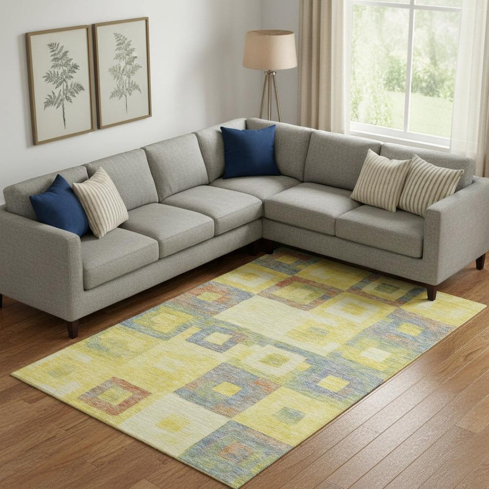 HomeRoots 9' X 12' Vibrant Geometric Washable Area Rug - UV Protection, Perfect for Busy Homes and Patios! 686710