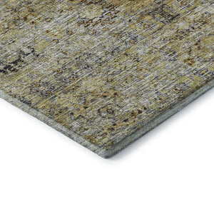 HomeRoots 5' X 8' Artichoke Green Floral Medallion Area Rug - Washable, UV Protected, and Pet-Friendly Design 686713