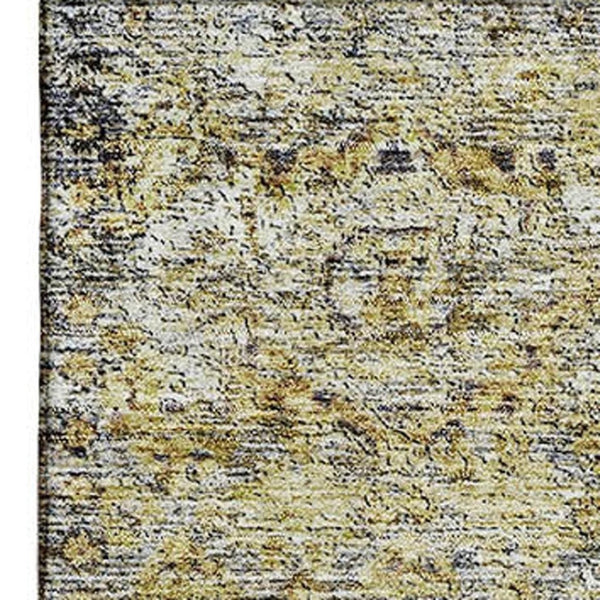 HomeRoots 5' X 8' Artichoke Green Floral Medallion Area Rug - Washable, UV Protected, and Pet-Friendly Design 686713