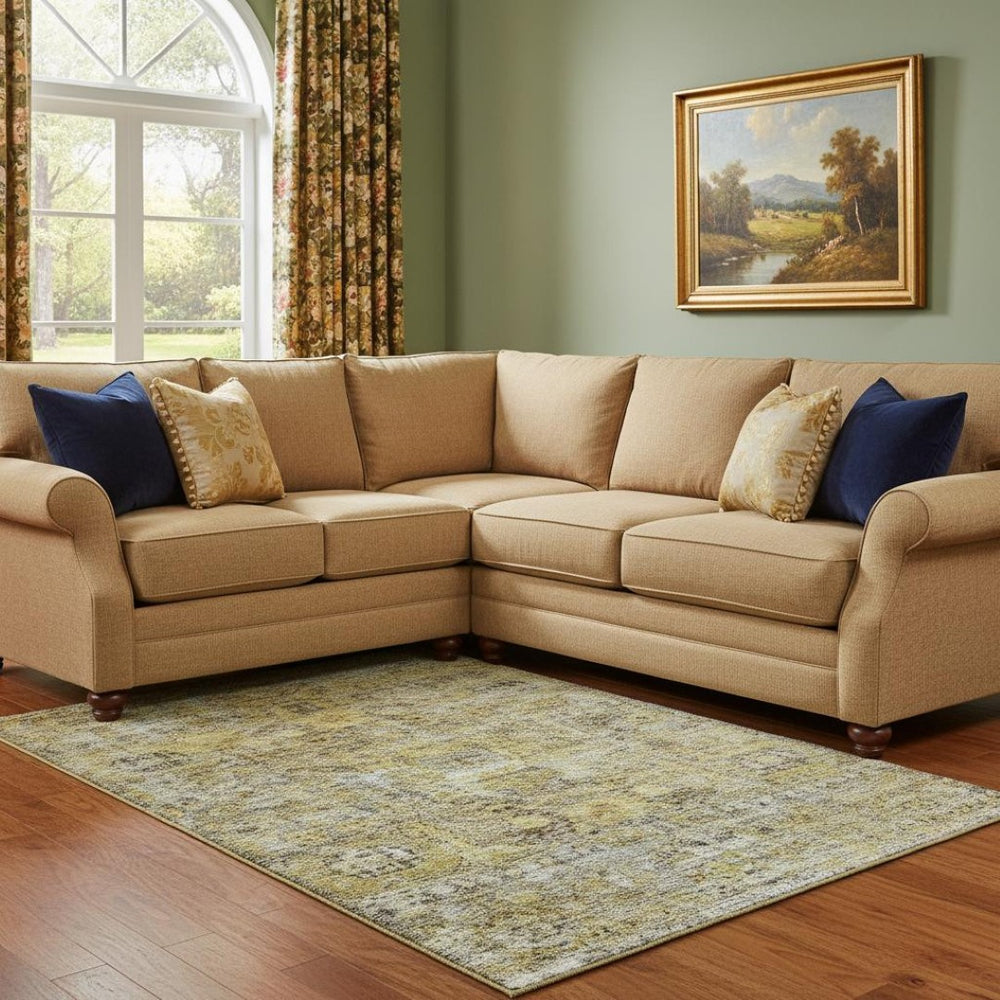 HomeRoots 8' X 10' Artichoke Green Floral Medallion Area Rug – Washable, UV-Protected, Family-Friendly Design 686715