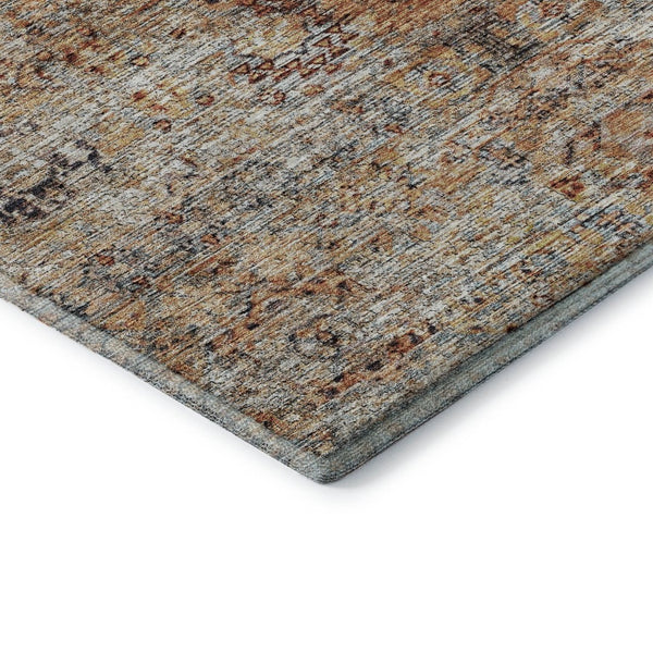 HomeRoots 5' X 8' Washable Coral Gray Silver Floral Medallion Area Rug with UV Protection & Stain Resistance 686719