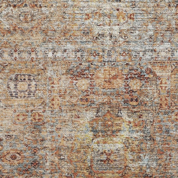 HomeRoots 5' X 8' Washable Coral Gray Silver Floral Medallion Area Rug with UV Protection & Stain Resistance 686719