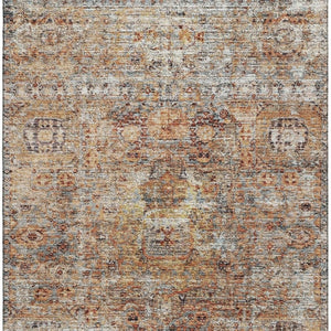 HomeRoots 5' X 8' Washable Coral Gray Silver Floral Medallion Area Rug with UV Protection & Stain Resistance 686719