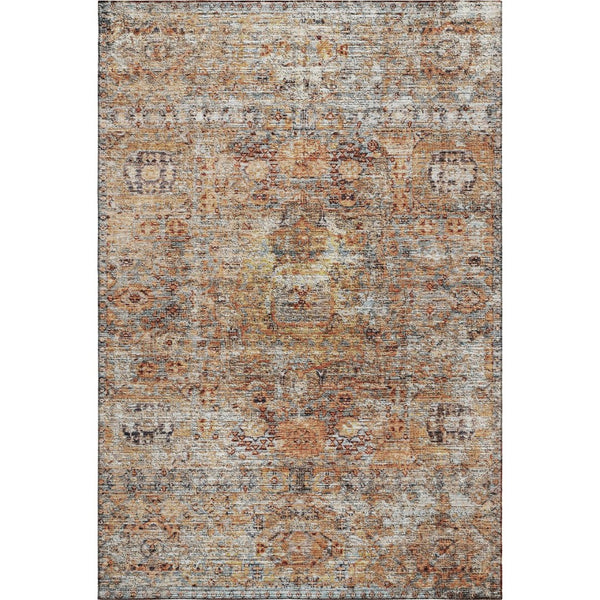 HomeRoots 10' Coral Gray & Silver Floral Medallion Area Rug - Washable, UV Protected, Stain Resistant Design 686723