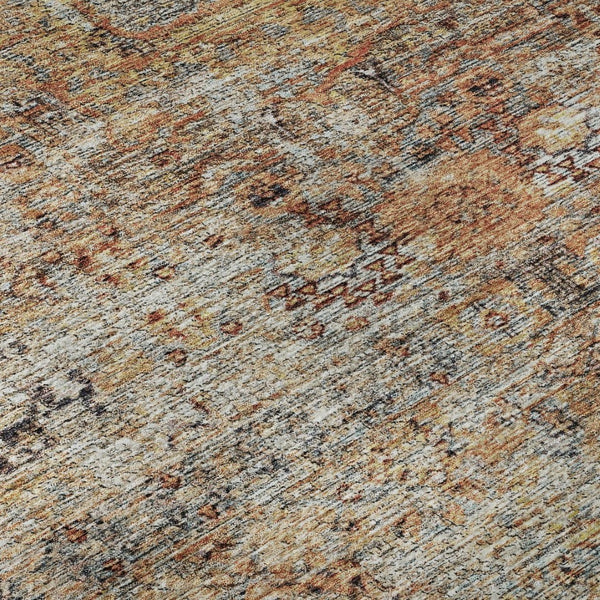 HomeRoots 10' Coral Gray & Silver Floral Medallion Area Rug - Washable, UV Protected, Stain Resistant Design 686723