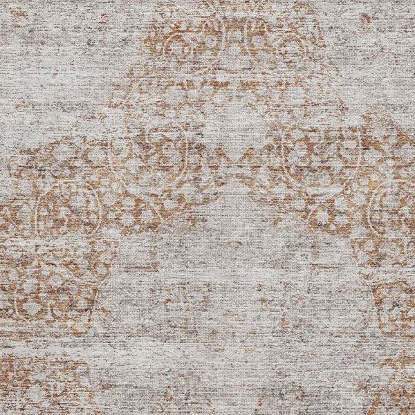 HomeRoots 5' X 8' Copper & Beige Floral Medallion Area Rug - Washable, Stain Resistant & UV Protected Elegance 686731